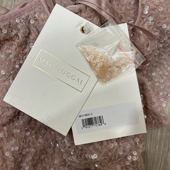 MAC DUGGAL 5611 Sequined Drop One Shoulder Ruffle Trumpet Gown Mocha 2 NEW - Picture 6 of 10